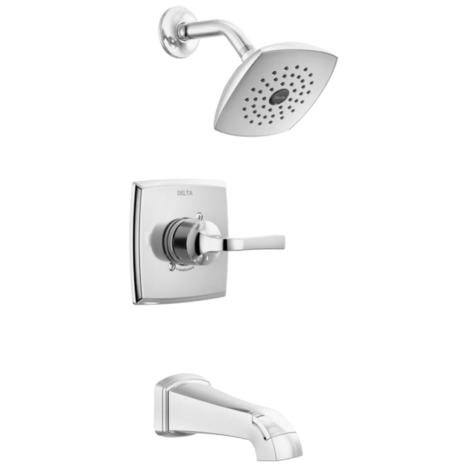 Delta Knoxville Chrome 1-handle Single Function Square Bathtub and Shower Faucet