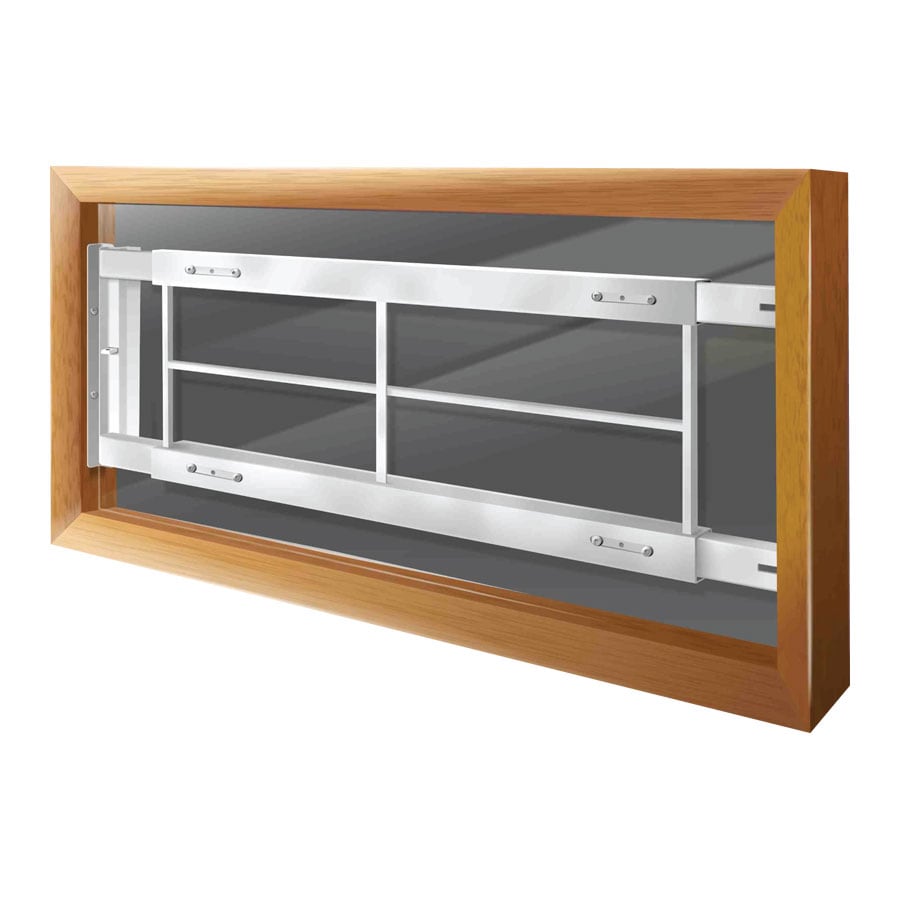 C 62-Inches x 12-Inches White Steel Adjustable Window Security Bar