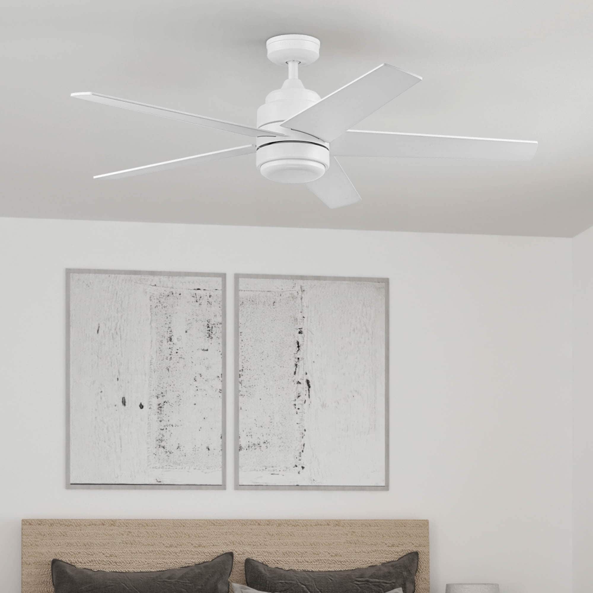 Carlow 52-in Color-Changing Outdoor White with White/Driftwood Blades Ceiling Fan With Light - Remote Included ( 5 -Blade )