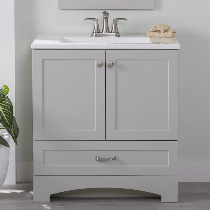 Diamond NOW Cassidy 30-in Pearl Gray Single Sink Bathroom Vanity with White Cultured Marble Top