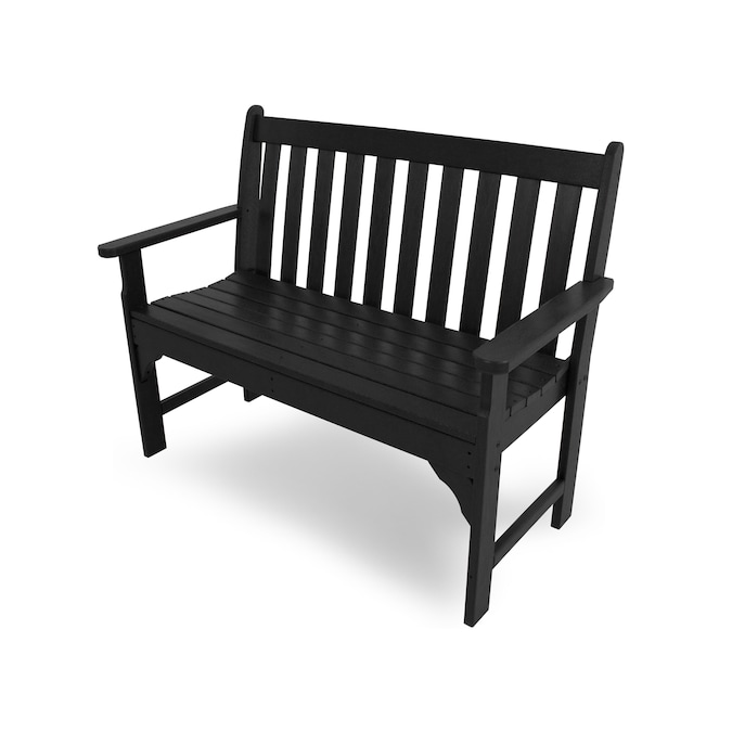 POLYWOOD Vineyard 48.5-in W x 35.25-in H Black Plastic Garden Bench