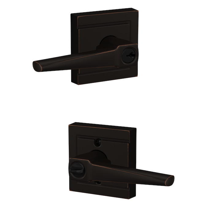 Schlage Custom Eller- Upland Aged Bronze Universal Exterior Keyed Entry Door Handle