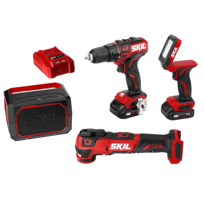 SKIL PWR CORE 12-volt 4-Tool Brushless Power Tool Combo Kit (2-Batteries Included and Charger Included)