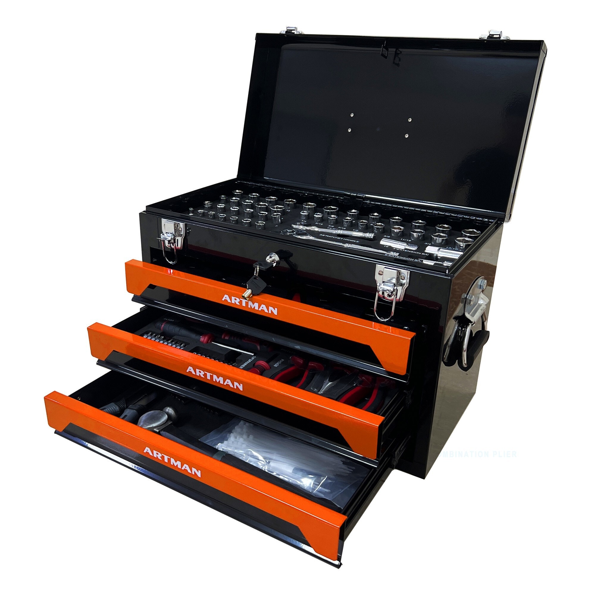 94 -Piece Standard (SAE) and Metric Powder-coated Mechanics Tool Set with Hard Case