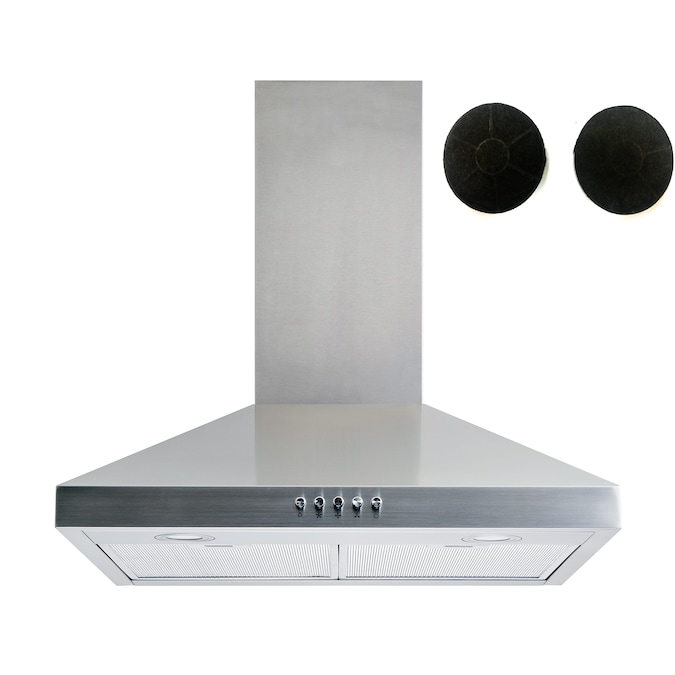 Winflo 36-in 300-CFM Convertible Stainless Steel Wall-Mounted Range Hood with Charcoal Filter