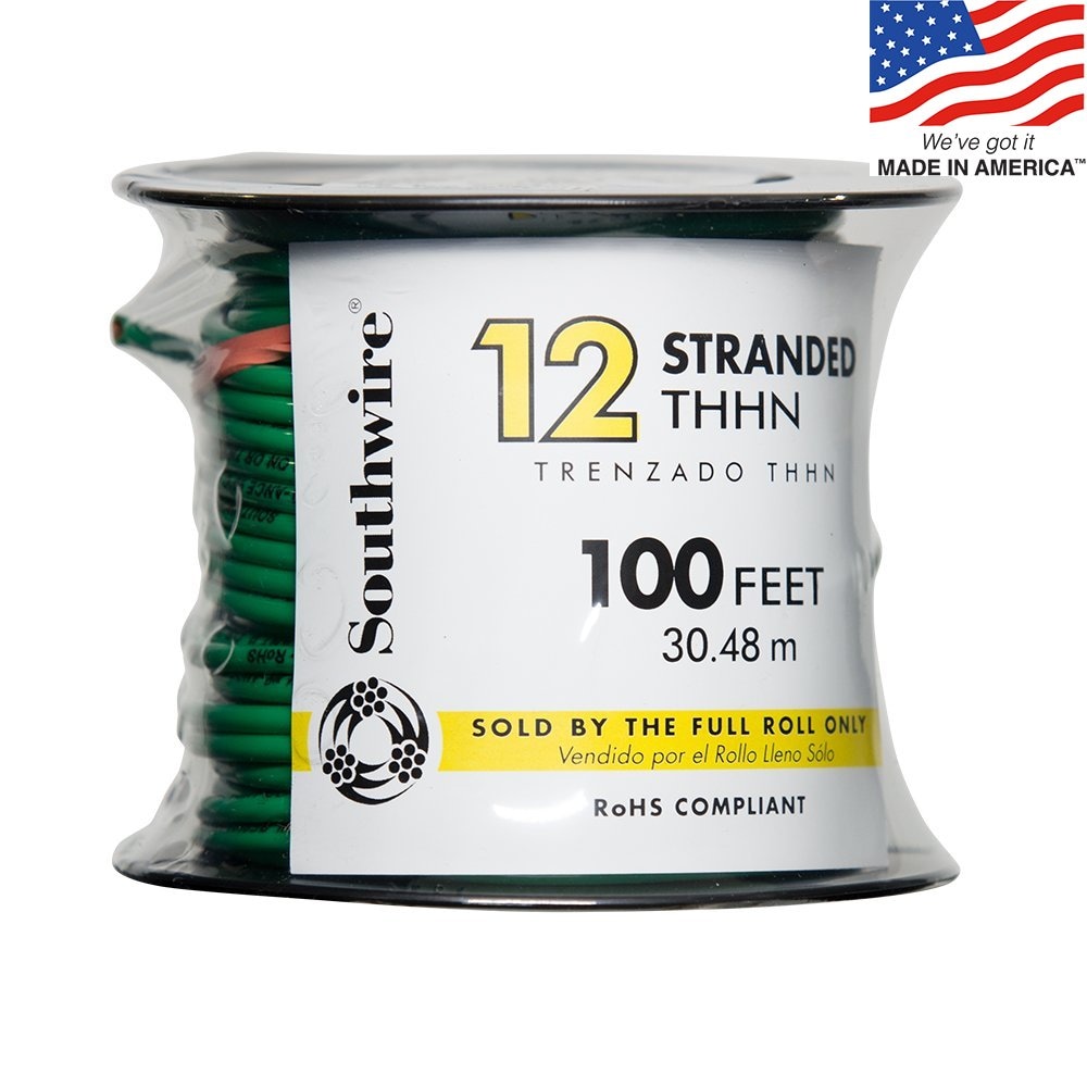 100-ft 12 -AWG Green Stranded Copper THHN wire ( By-the-roll )