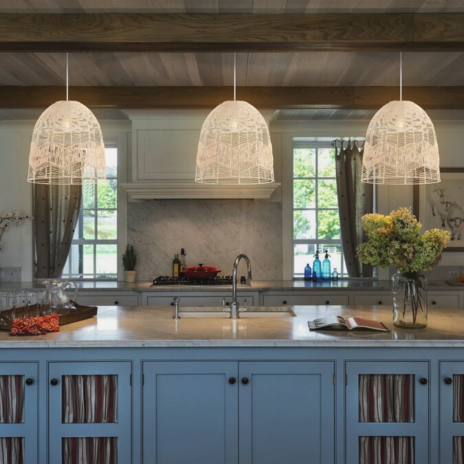 JONATHAN Y Sofia 17.5" Woven Rattan Chevron Farmhouse Coastal Brown Bohemian/Global Lantern LED Medium Hanging Swag Light - Image 8