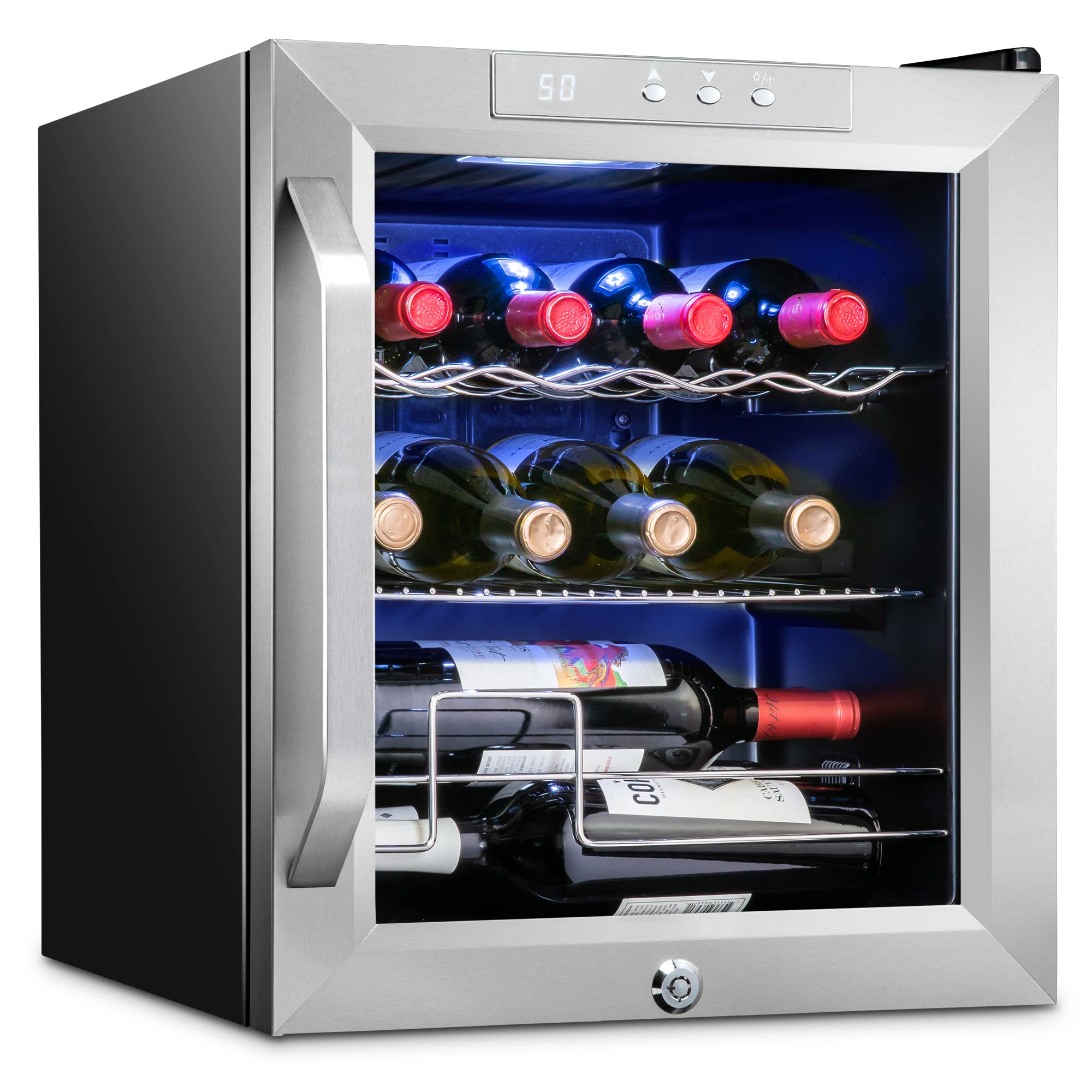 17.3-Inches W 12 -Bottles Stainless Steel Freestanding Indoor Wine Cooler