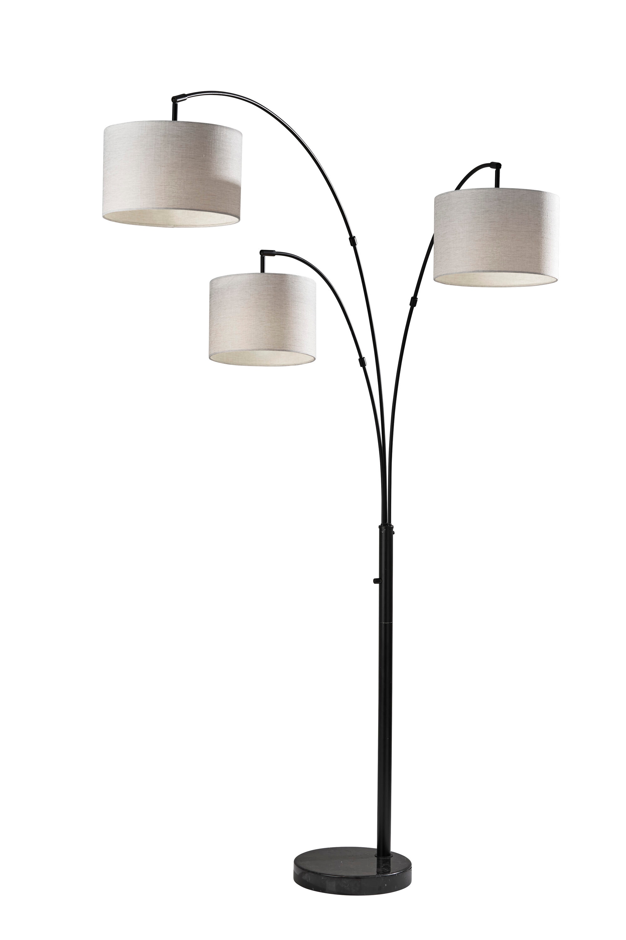 Bowery 3-Arm Arc Lamp 82-in Black Arc Floor Lamp with Fabric Shade