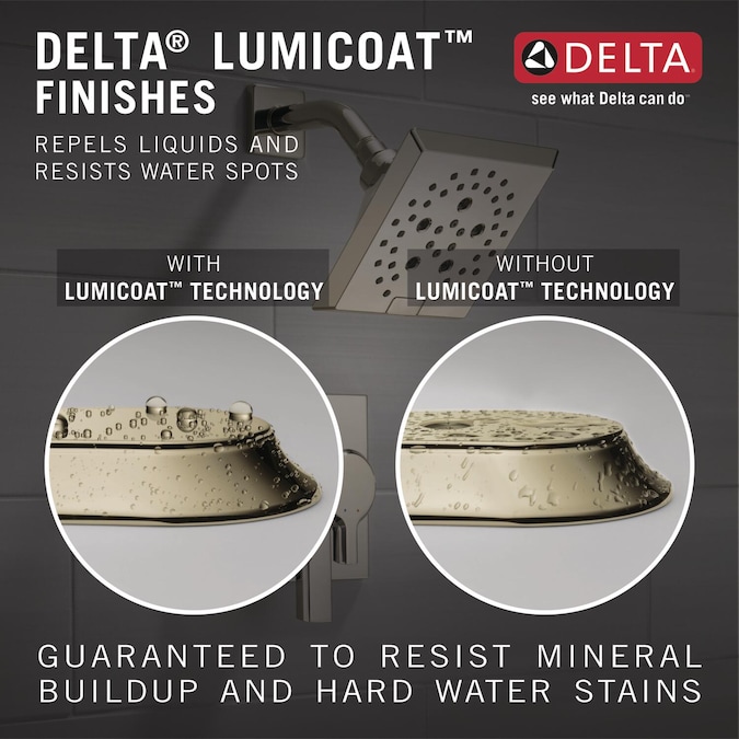 Delta Lumicoat Polished Nickel 12-in Square Fixed Rain Shower Head 2.5-GPM (9.5-LPM) - Image 4