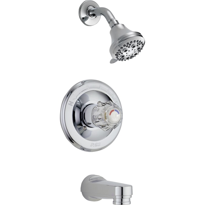Delta Classic Chrome 1-handle Multi-function Round Bathtub and Shower Faucet Valve Included