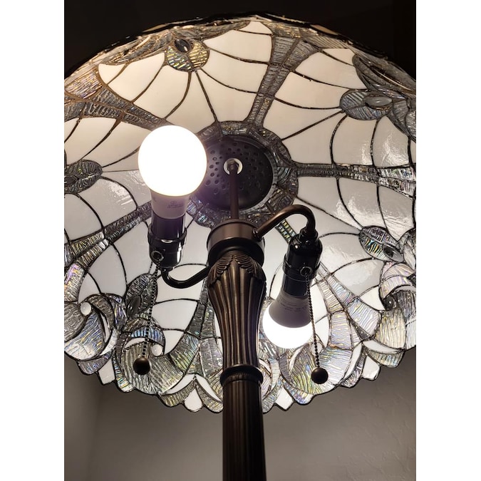 Amora Lighting Tiffany Stained Glass 2 Light Vintage Floor Lamp 62-in Tall - Handcrafted with Multiple Colors - UL Listed - Image 4