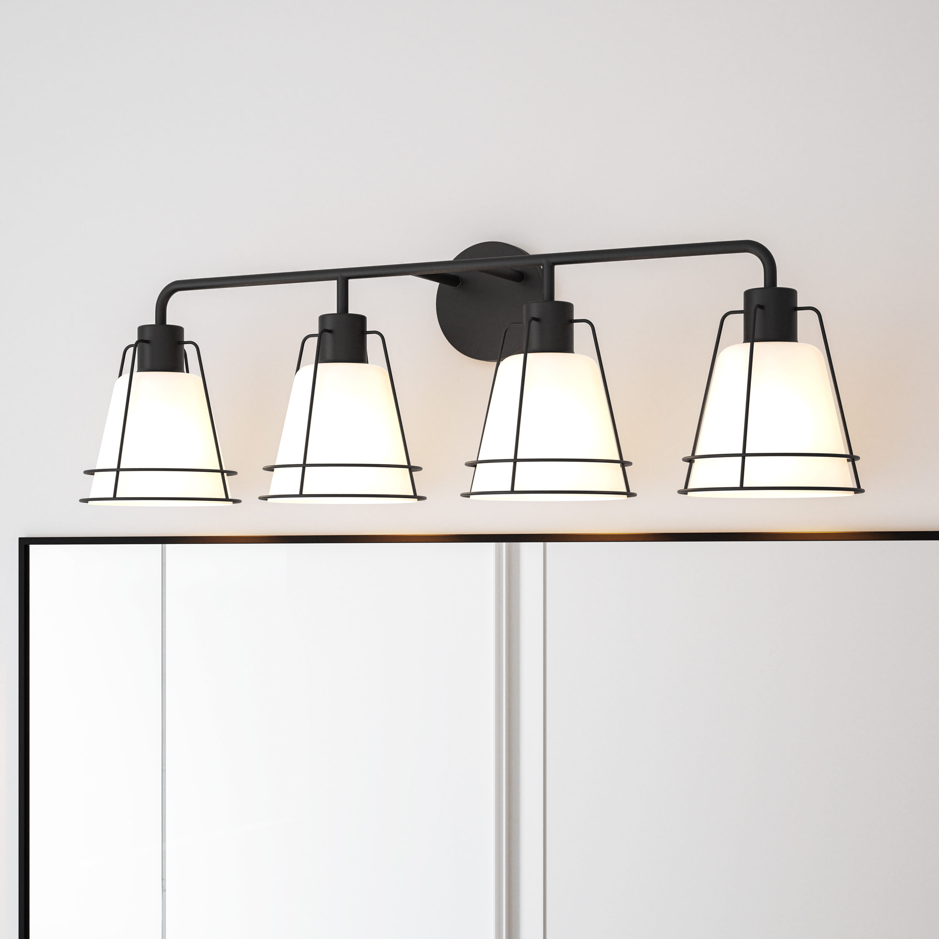 Valencia 30-in 4 -Light Matte Black Modern/contemporary Vanity light