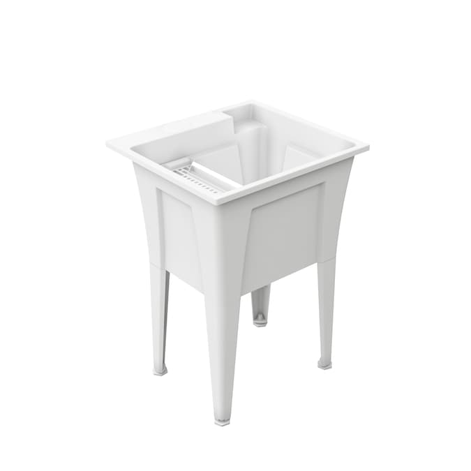 RuggedTub 24.25-in x 22-in 1-Basin White Freestanding Utility Tub with Drain and Faucet - Image 7