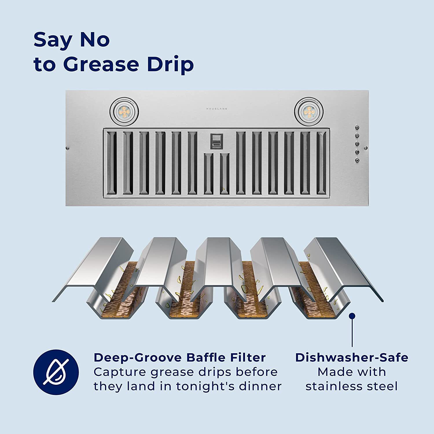 20 inch Convertible 600-CFM Brushed Stainless Steel Insert Under Cabinet Range Hood with Charcoal Filter - Image 9