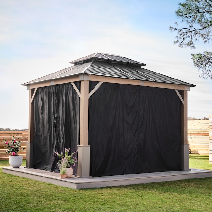 Tommy Bahama 549-in x 79.5-in Maui/Cove Black Gazebo Curtains