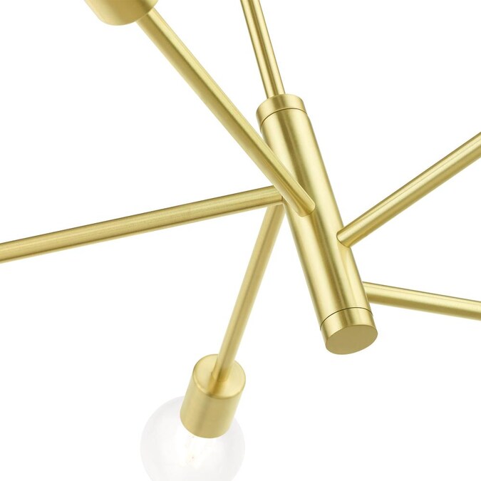 Livex Lighting Bannister 5-Light Satin Brass Modern/Contemporary Damp Rated Chandelier - Image 6