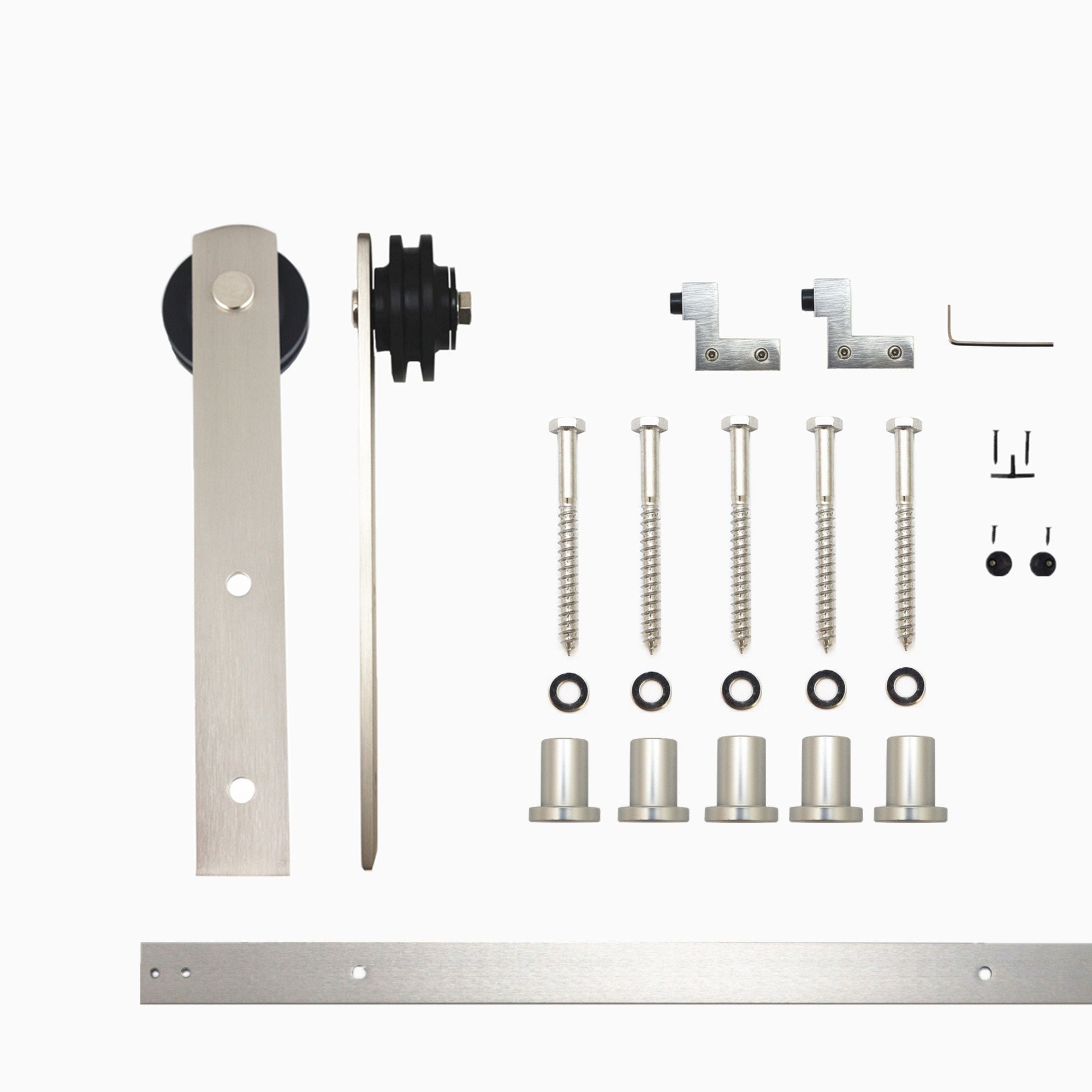 72-in Brushed Brushed Nickel Indoor I-strap Single Barn door hardware kit