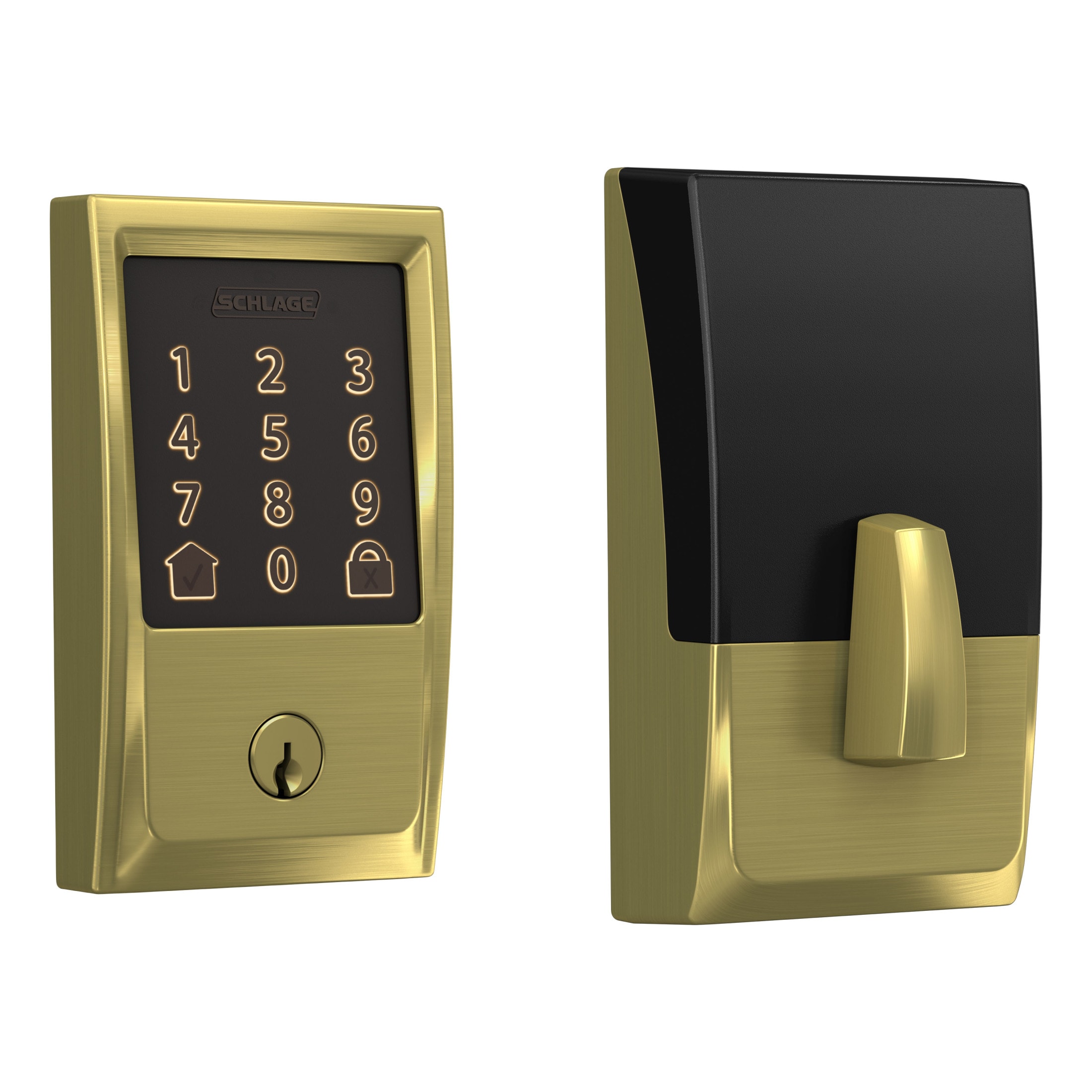 Encode Century Satin Brass Smart Lock Electronic Deadbolt with Wifi Bluetooth and Touchscreen Keypad