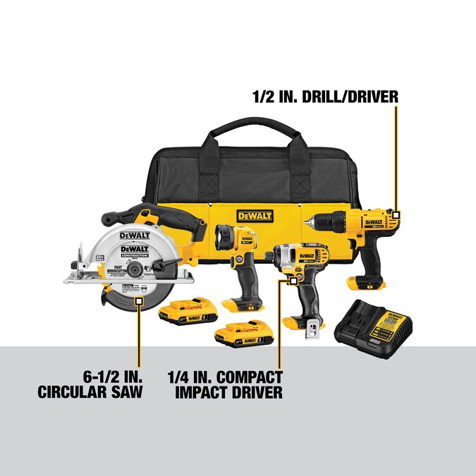 DEWALT 4-Tool 20-Volt Max Power Tool Combo Kit with Soft Case (2-Batteries and charger Included) - Image 3