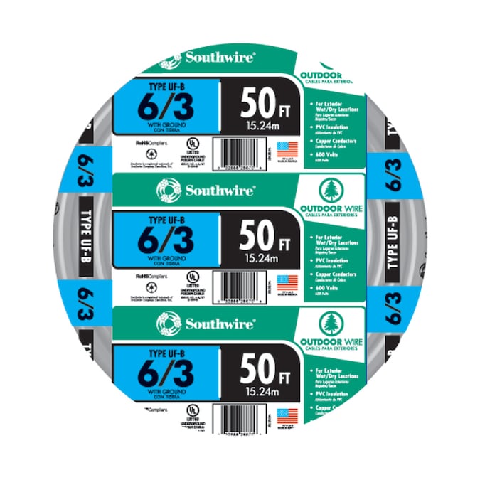 Southwire 50-ft 6/3 Stranded UF-B Wire W/G (By-the-roll)