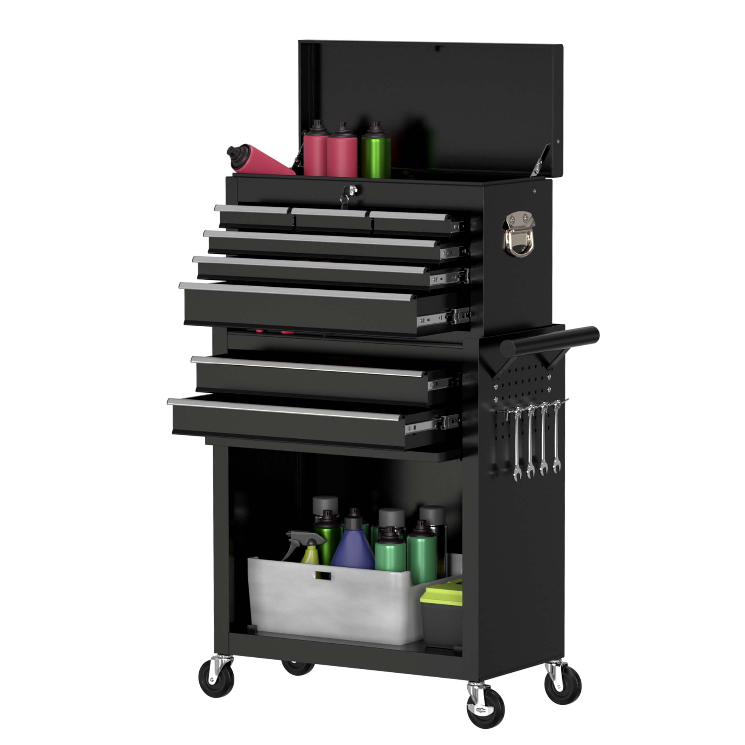 24.4-in W x 42.9-in H 8 -Drawer Steel Rolling Tool Cabinet ( Black )