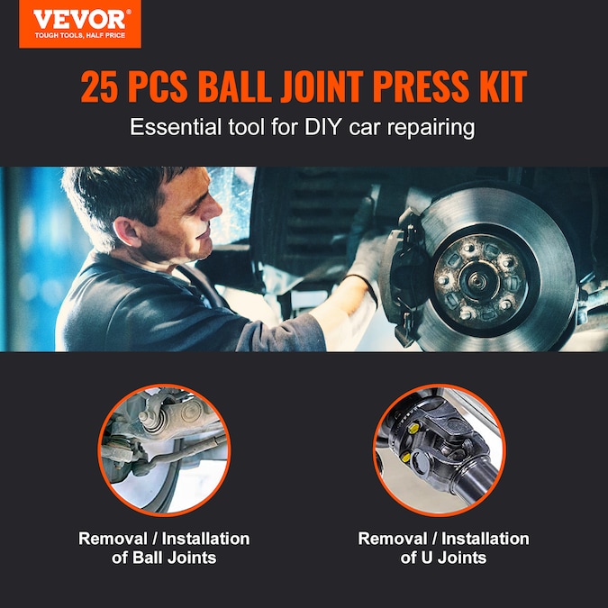 VEVOR Ball Joint Press Kit, 25 Pcstool Kit, C-press Ball Joint Remove and Install Tools, For Most 2wd and 4wd Cars, Heavy Duty Ball Joint Repair Kit For Automotive Repairing - Image 3