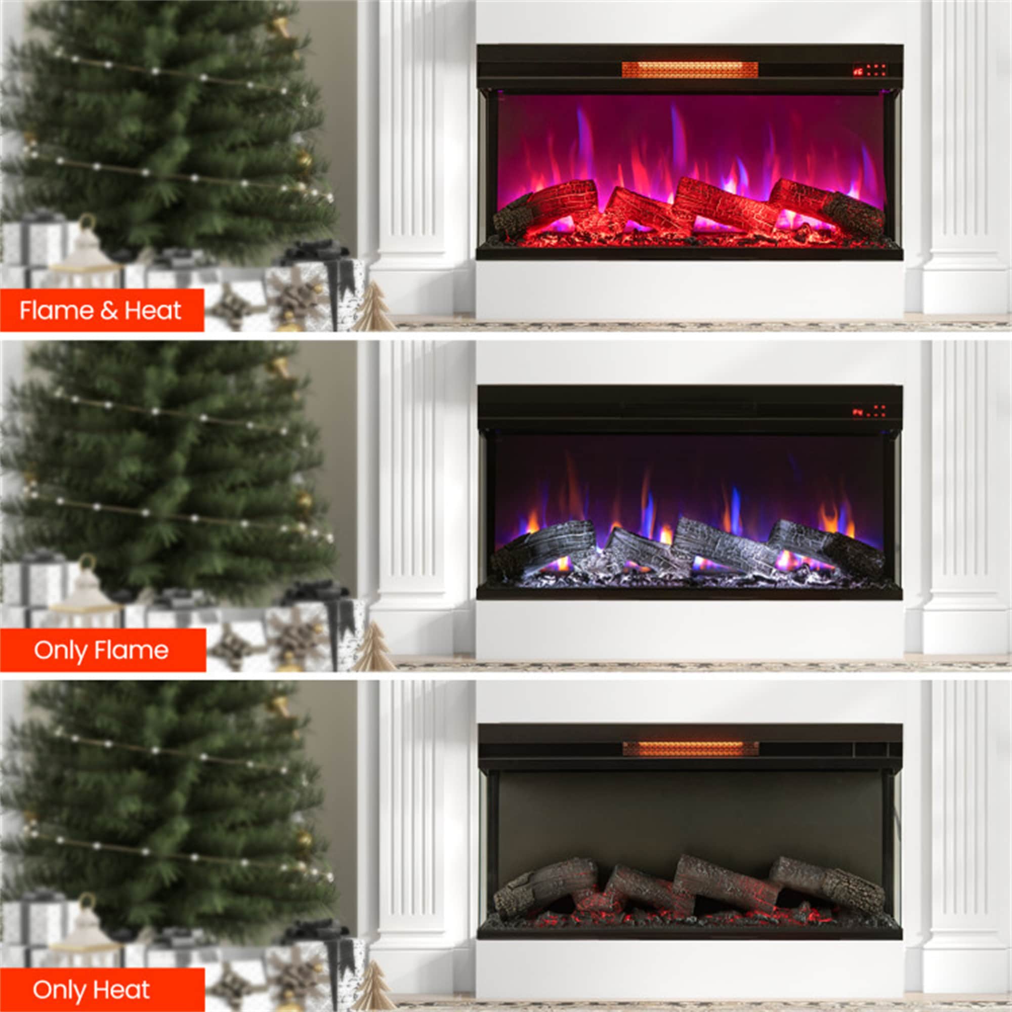 36-Inches W Black Wall mount Infrared quartz Tabletop Electric Fireplace with Remote Control Included - Image 10