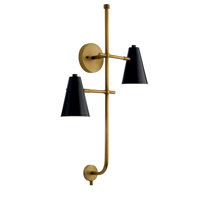 Kichler Sylvia 17.5-in W 2-Light Black Mid-century Incandescent Wall Sconce