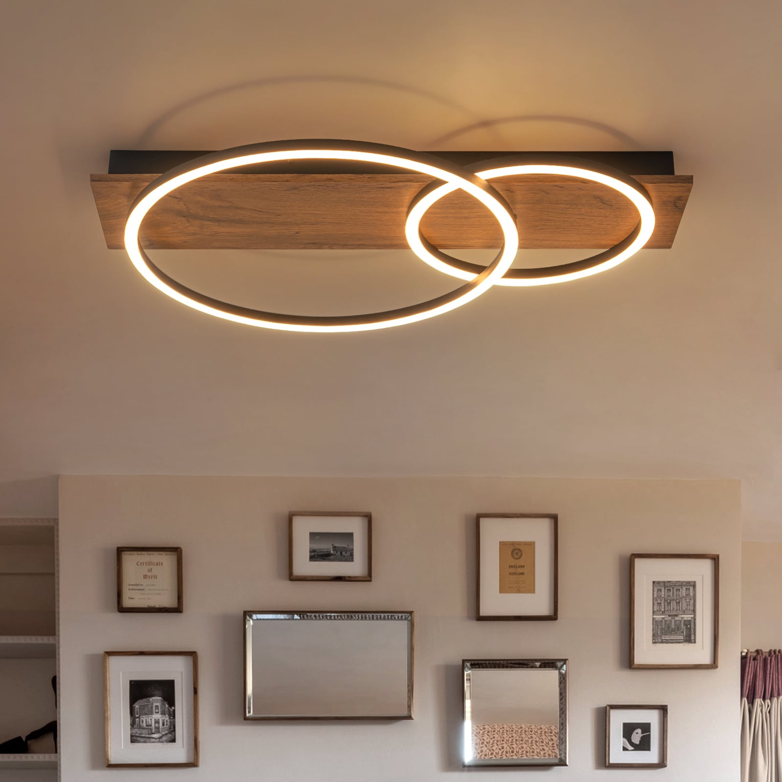 Georgina 2 -Light 23.6-in Brown Integrated LED Semi Flush Mount Light