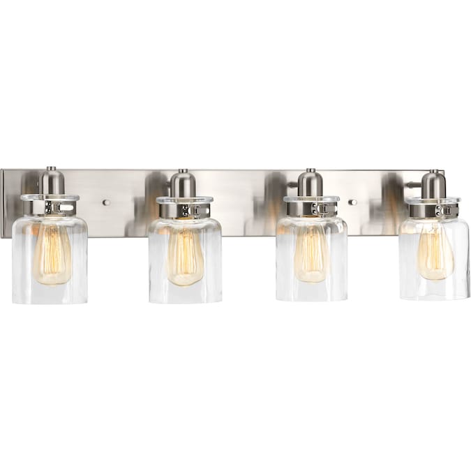 Progress Lighting Calhoun 30.5-in 4-Light Brushed Nickel Farmhouse Vanity Light