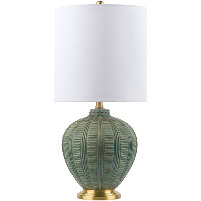 Livabliss Rayas 26-in Green On/Off Switch Table Lamp with Linen Shade