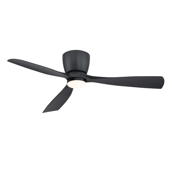 Fanimation Klinch 52-in Black Integrated LED Indoor/Outdoor Flush Mount Propeller Ceiling Fan with Light and Remote (3-Blade)