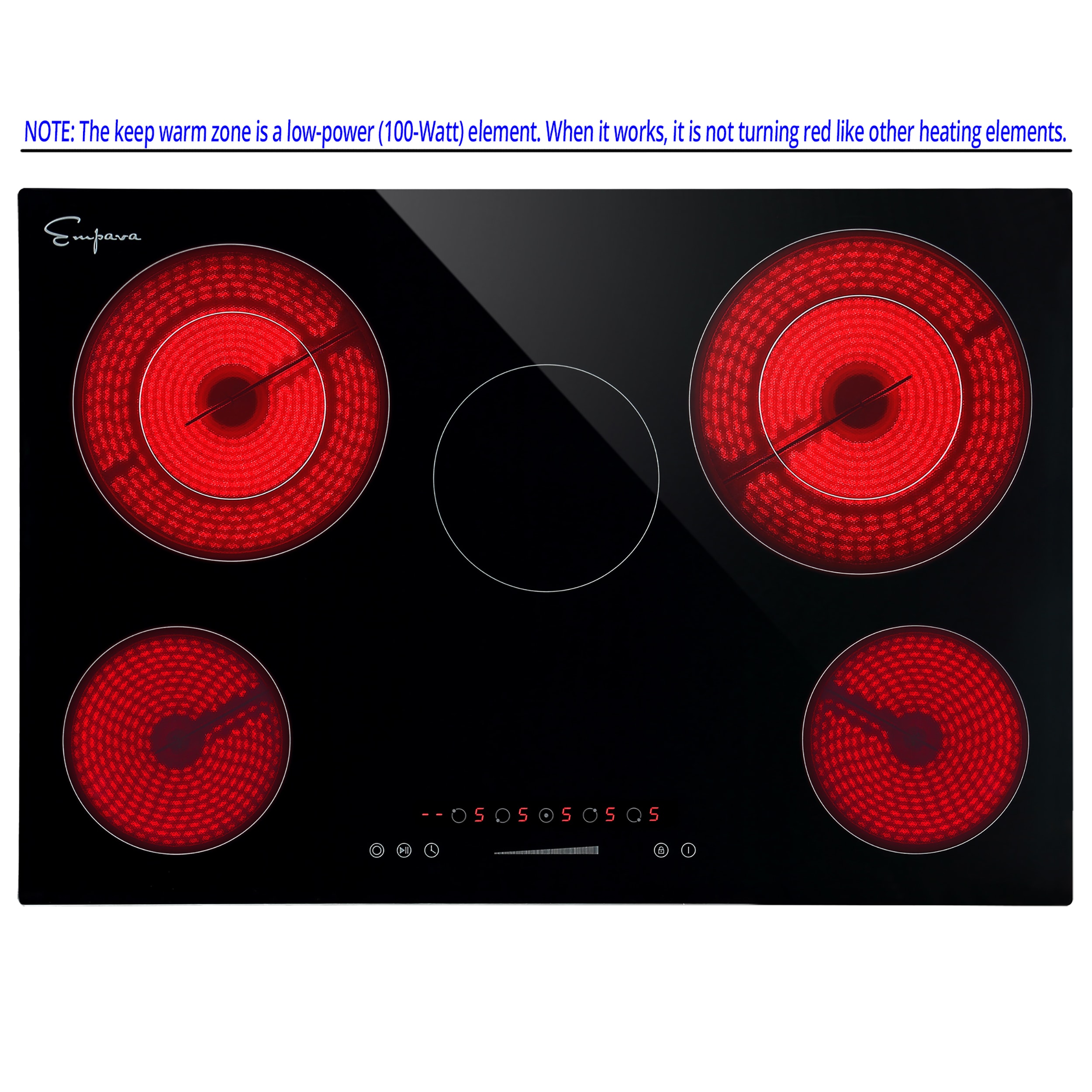 Electric Stove With Keep Warm Zone 30-in 5 burners Smooth Surface (Radiant) Black Electric Cooktop - Image 4
