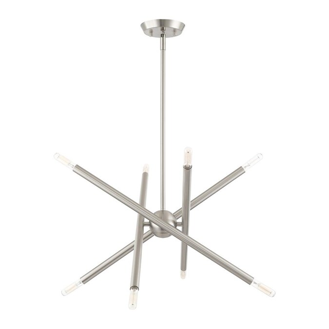 Livex Lighting Soho 8-Light Brushed Nickel Mid-century Damp Rated Chandelier