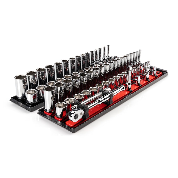 TEKTON 3/8-in Drive Standard (SAE) and Metric Shallow/Deep Socket Set (74-Pieces)