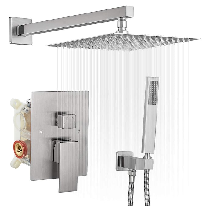 BWE A-95010 Shower Faucet Brushed Nickel 1-handle Multi-function Square Shower Faucet Valve Included