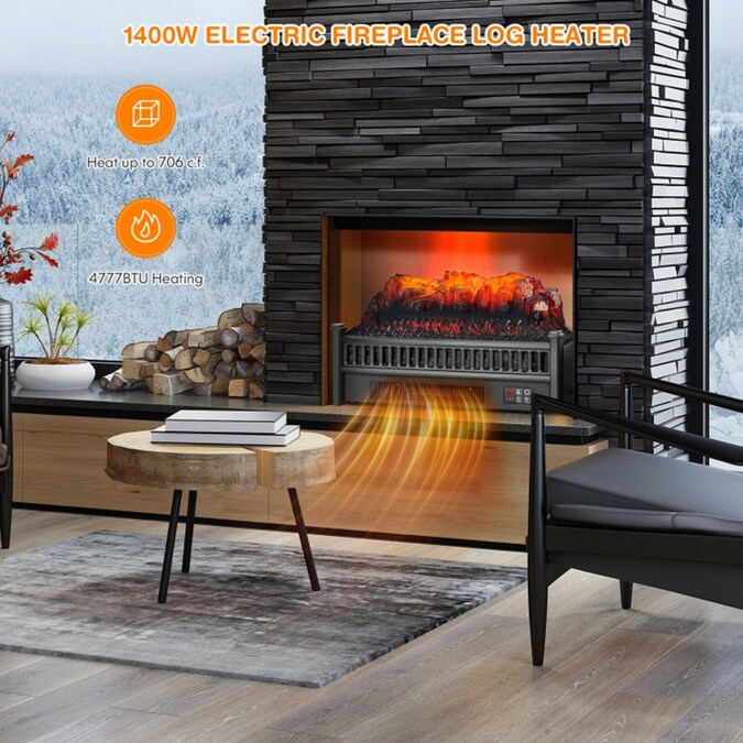 Clihome 23-in W Black Fan-forced Wall-mount Electric Fireplace with Remote Control Included - Image 7