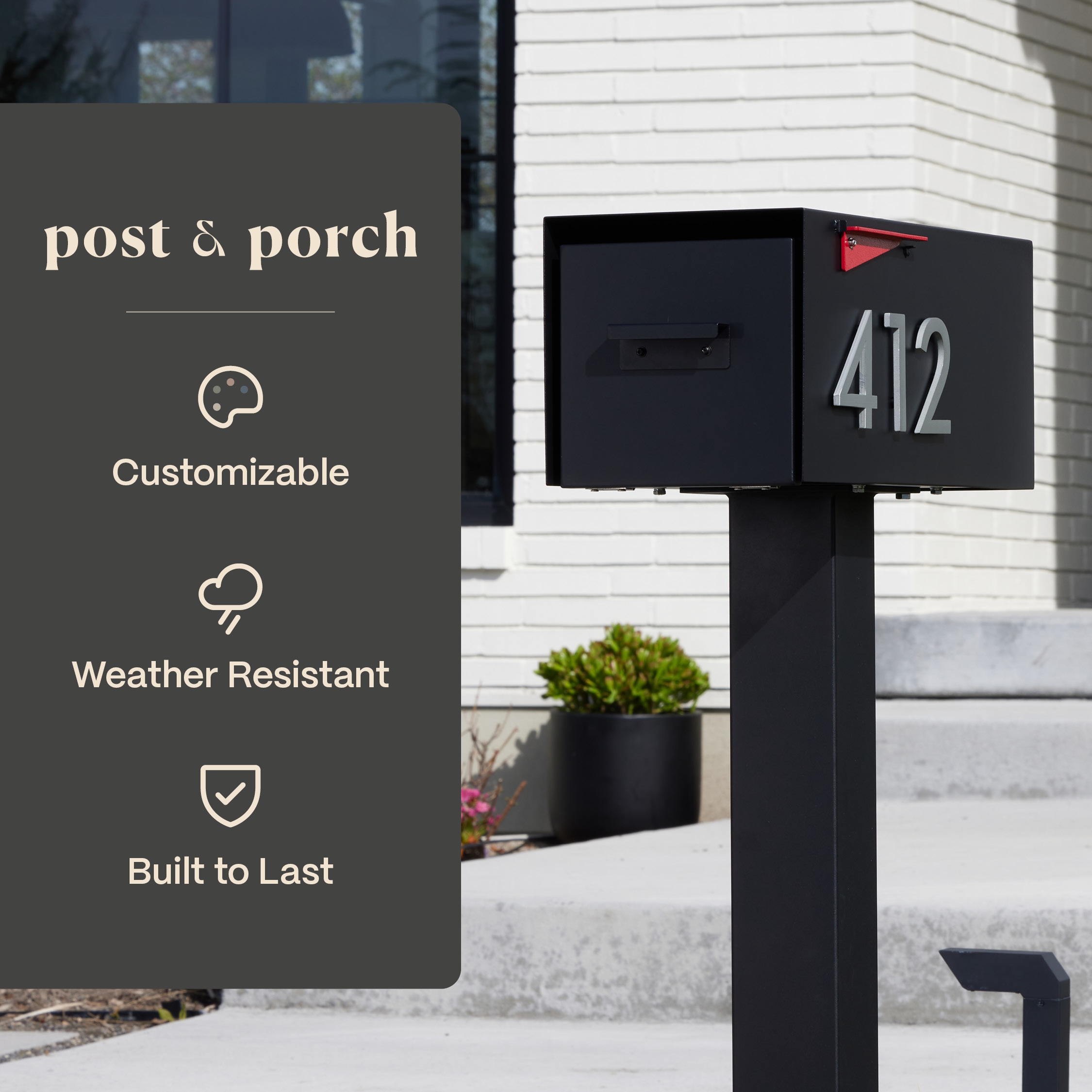 Post-Mounted Mailboxes 4 x 4 Brown Steel - Image 7