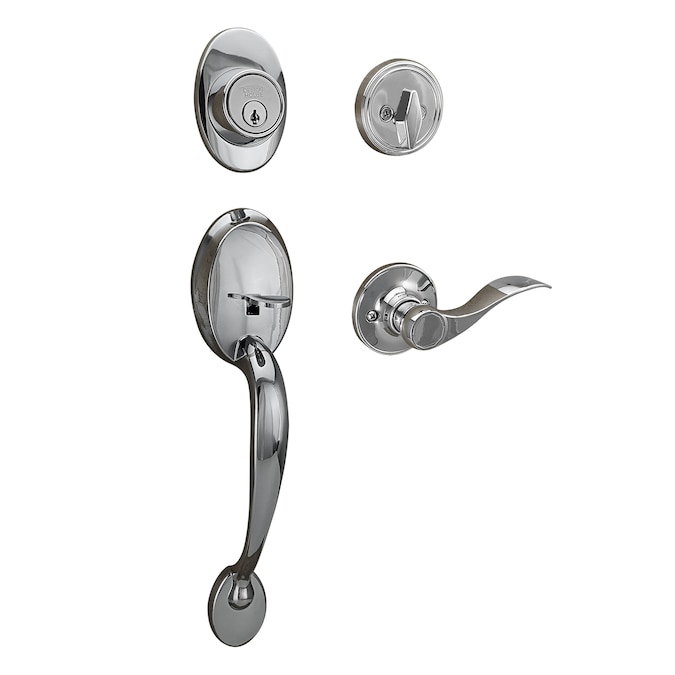 Design House Springdale Polished Chrome Single-Cylinder Deadbolt Keyed Entry Door Handleset with Curve Lever
