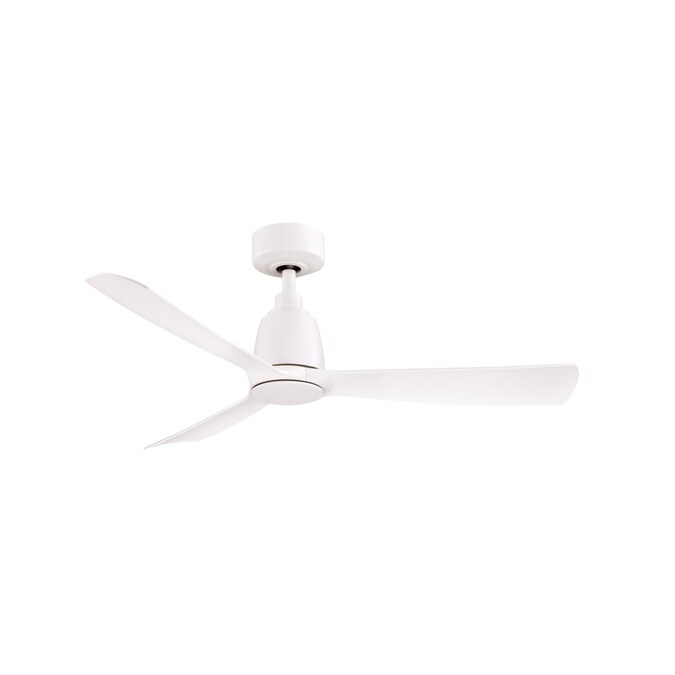 Fanimation Kute 44-in Matte White Indoor/Outdoor Smart Propeller Ceiling Fan Light Kit Compatible and Remote (3-Blade)