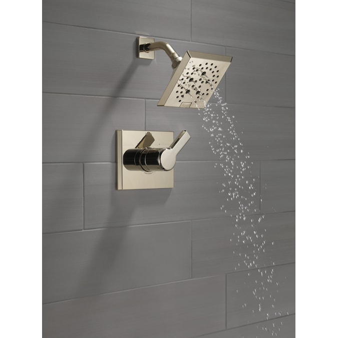 Delta Pivotal Lumicoat Polished Nickel 1-handle Multi-function Square Shower Faucet Valve Included - Image 14