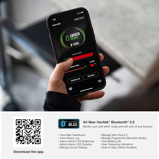 Vaultek VS20i Compact Bluetooth Enabled 2-Gun Biometric Gun Safe - Image 4