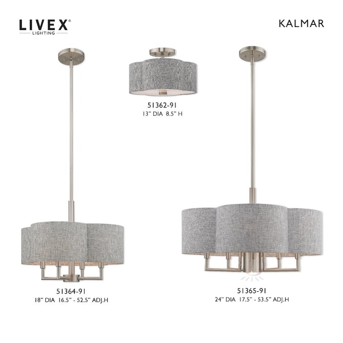 Livex Lighting Kalmar 2-Light Brushed Nickel Semi mount light - Image 2