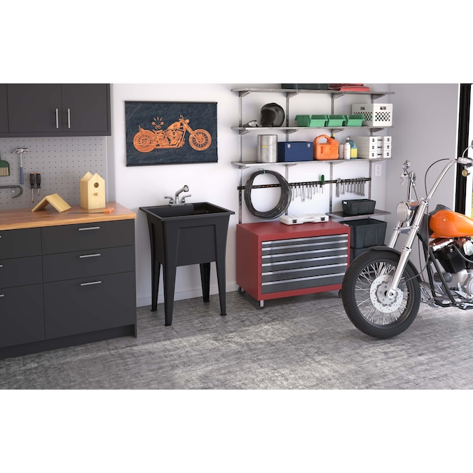 RuggedTub 24.25-in x 22-in 1-Basin Black Freestanding Utility Tub - Image 3