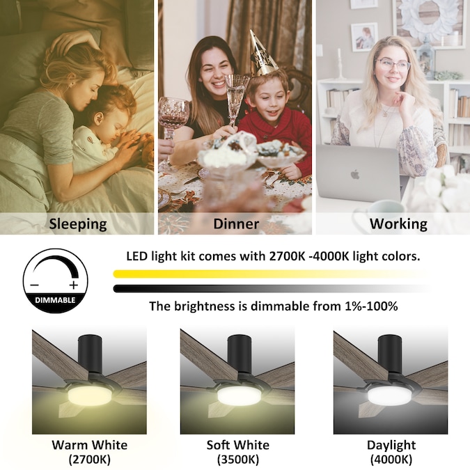 CARRO USA Voyager 52-in Black with Wooden Blades Indoor/Outdoor Flush Mount Smart Ceiling Fan with Light and Remote (5-Blade) - Image 6