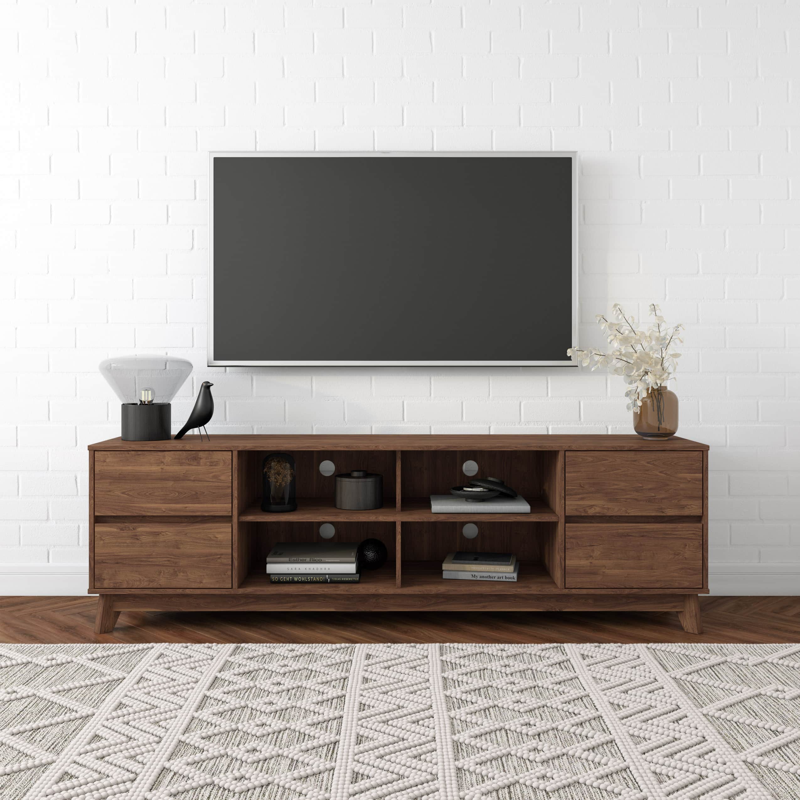 CorLiving - Hollywood Collection TV Stand with Open and Closed Shelves for Most TVs up to 85" - Brown - Image 2