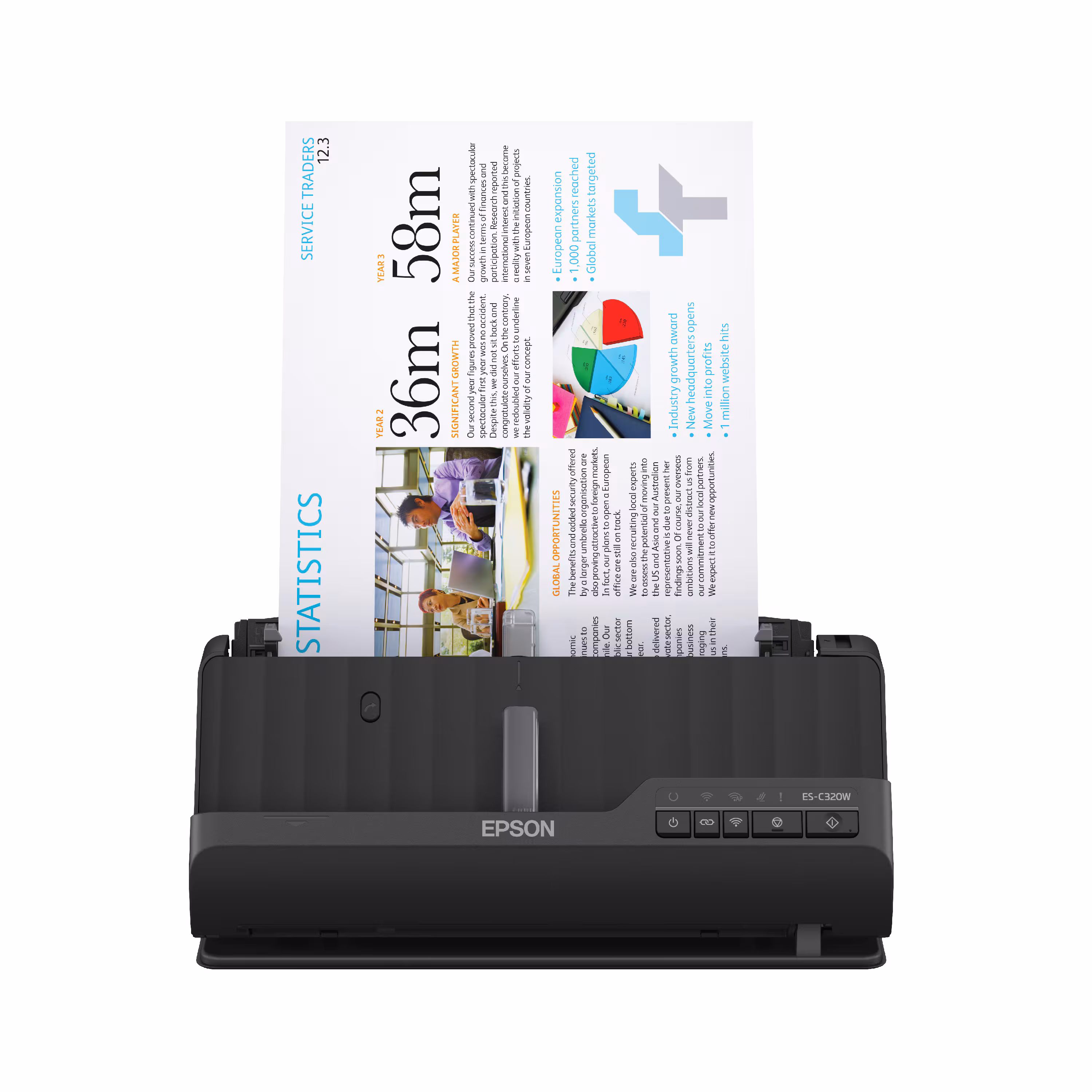 Epson - WorkForce ES-C320W Wireless Compact Desktop Document Scanner - Black