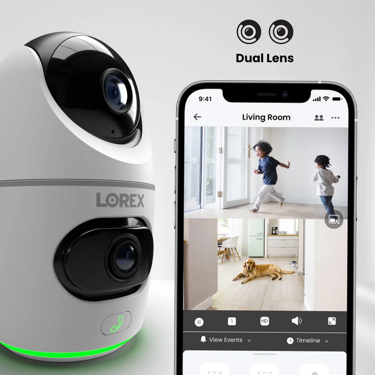 Lorex - 2K Dual Lens Indoor Pan-Tilt Wi-Fi Security Camera - White - Image 7