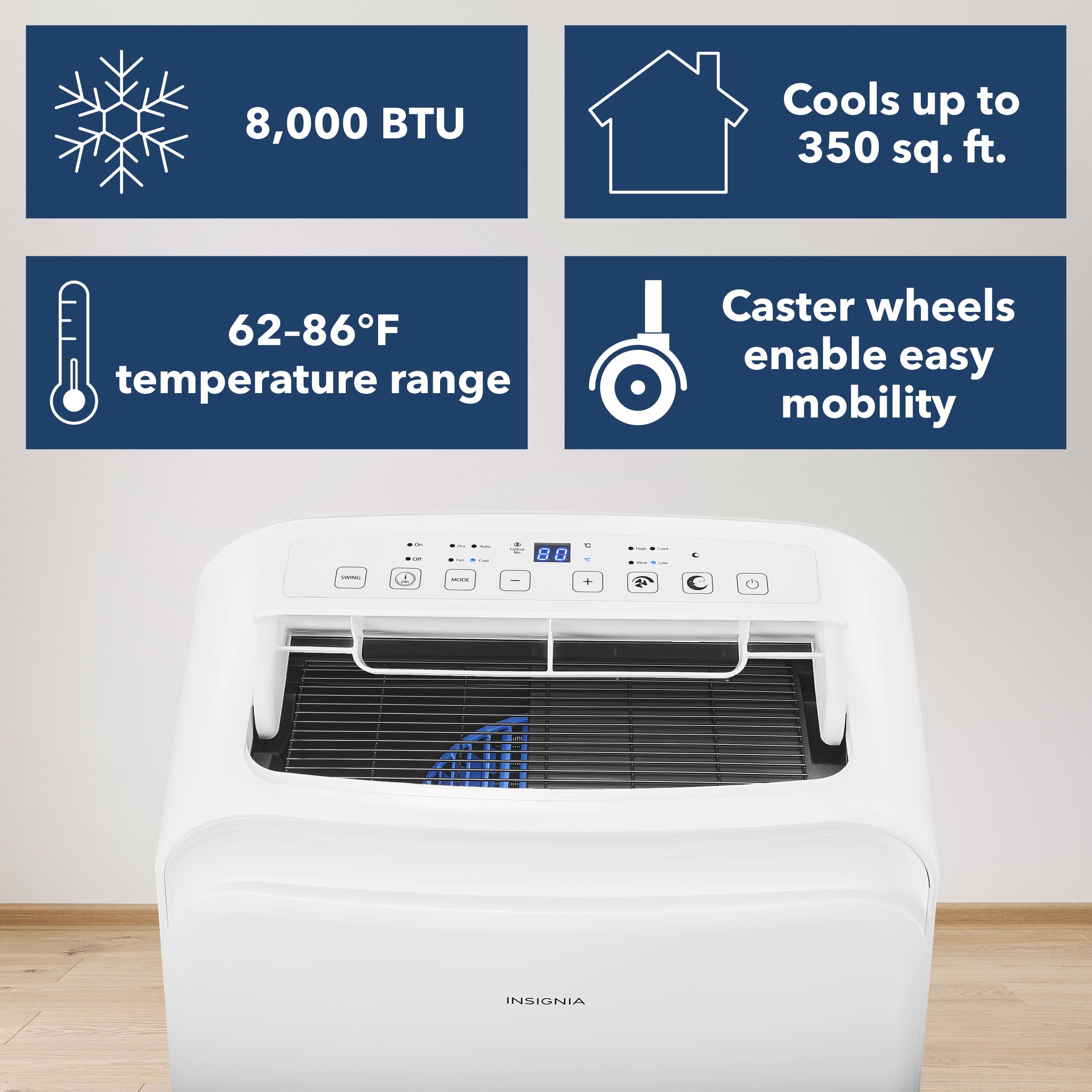 Insignia™ - 350 Sq. Ft. 8,000 BTU Portable Air Conditioner - White - Image 2